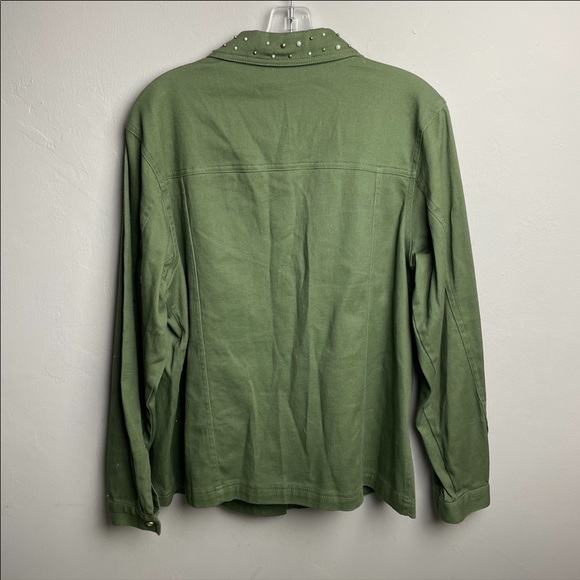 Quacker Factory Pearl Stone Embellished Button Up Longsleeve Stretch Jacket - Picture 4 of 5